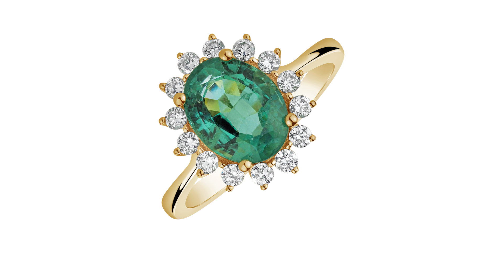Diamond ring with Emerald Princess