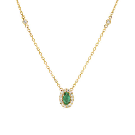 Diamond necklace with Emerald Space Gem