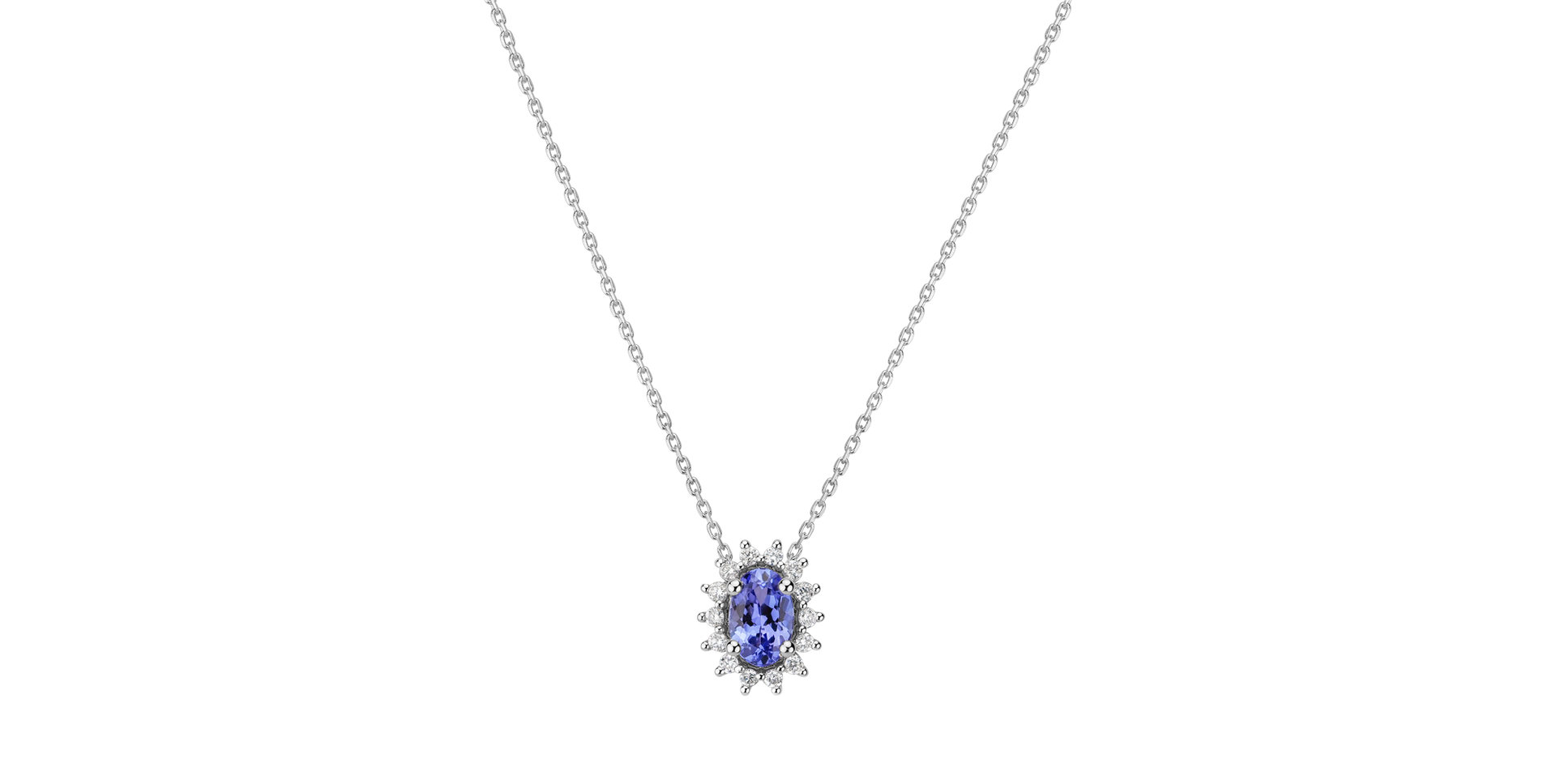 Diamond necklace with Tanzanite Blue Sun
