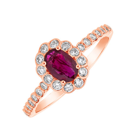 Diamond ring with Ruby Glamour Princess