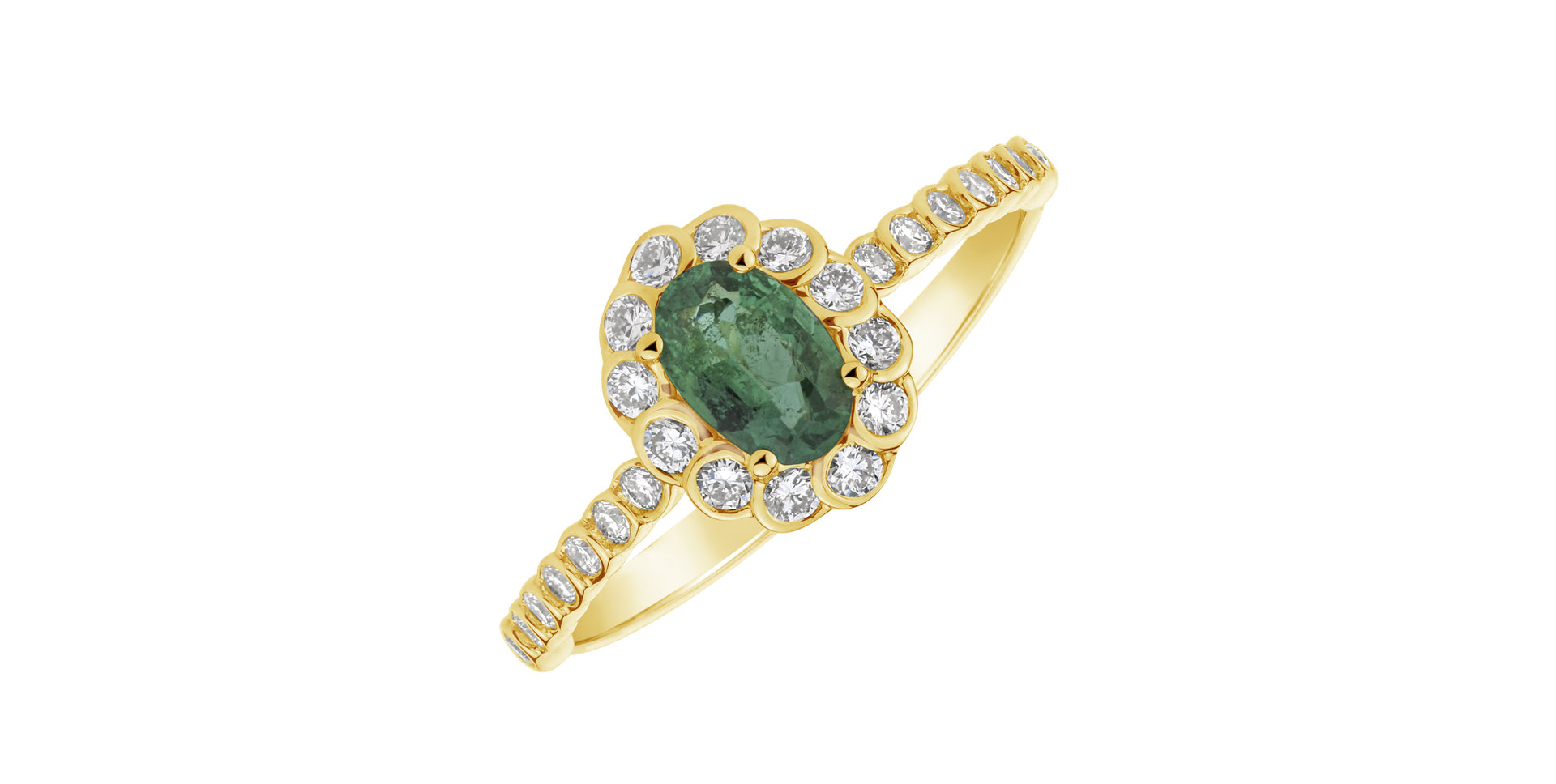 Diamond ring with Emerald Princess