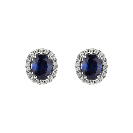 Diamond earrings with Sapphire Princess