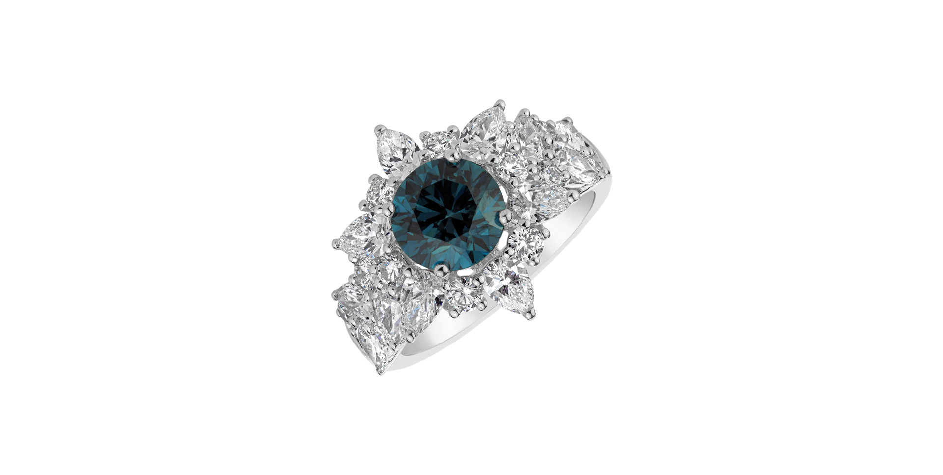 Ring with blue diamonds and white diamonds Pure Nobility