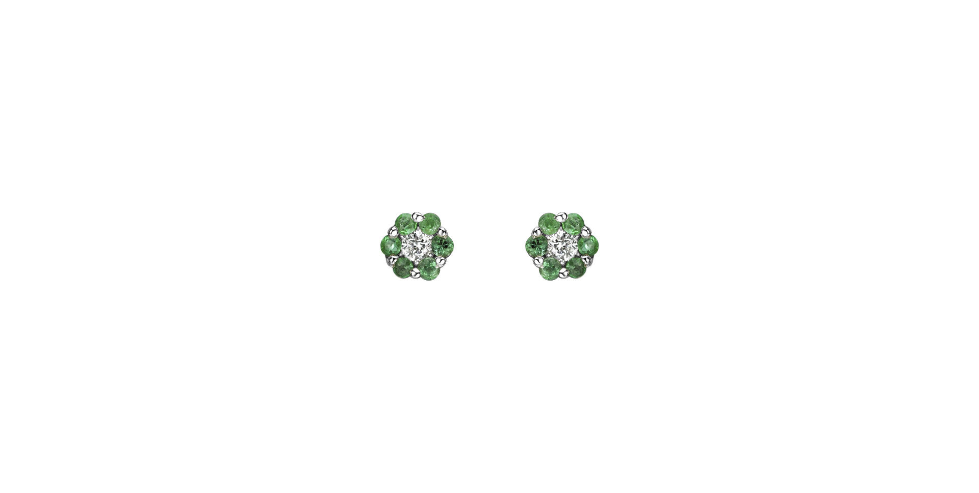Diamond earrings and Emerald Shiny Flower