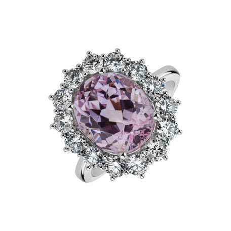 Diamond ring with Kunzite Sky Goddess