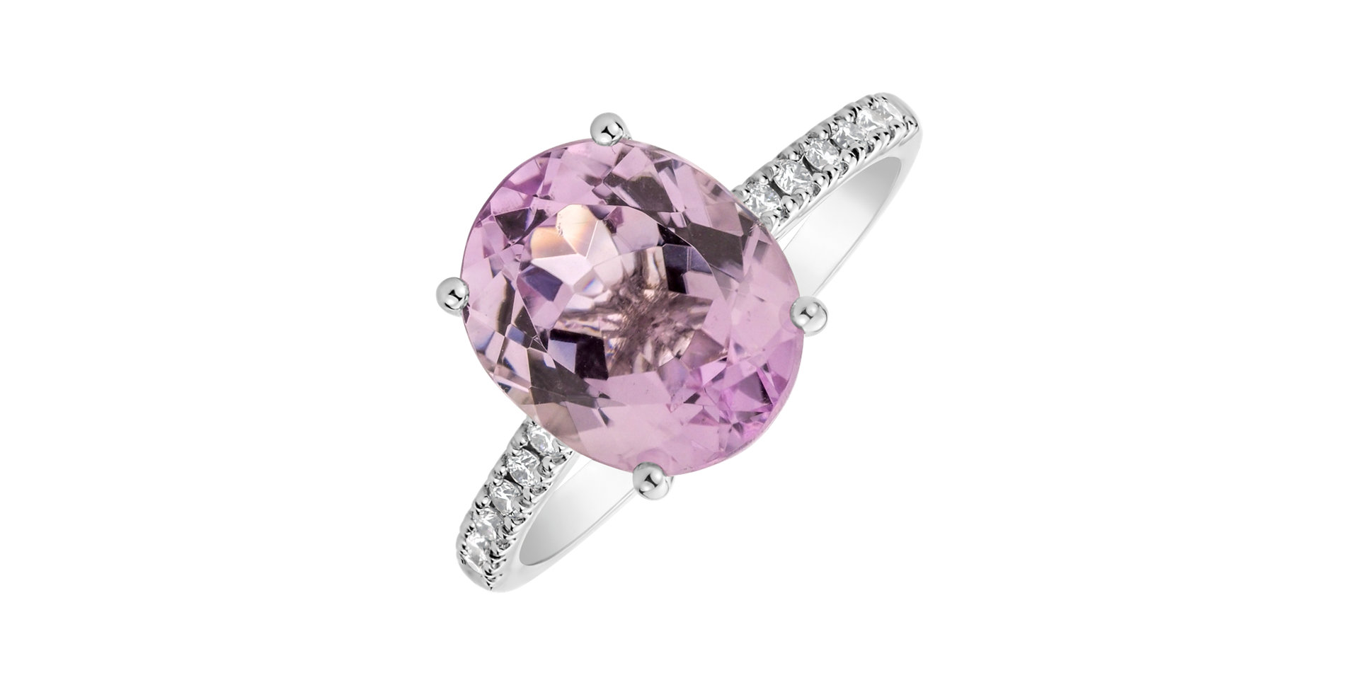 Diamond ring with Kunzite Purple Glory
