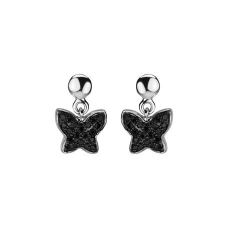 Earrings with black diamonds Amazing Butterfly