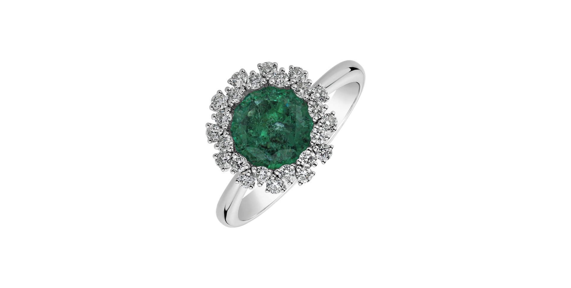 Diamond ring with Emerald Tanzania Majesty