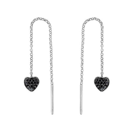 Earrings with black diamonds Amazing Heart