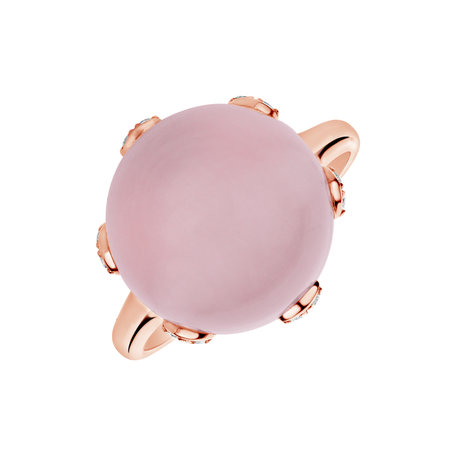 Diamond ring with Rose Quartz Allure Delight