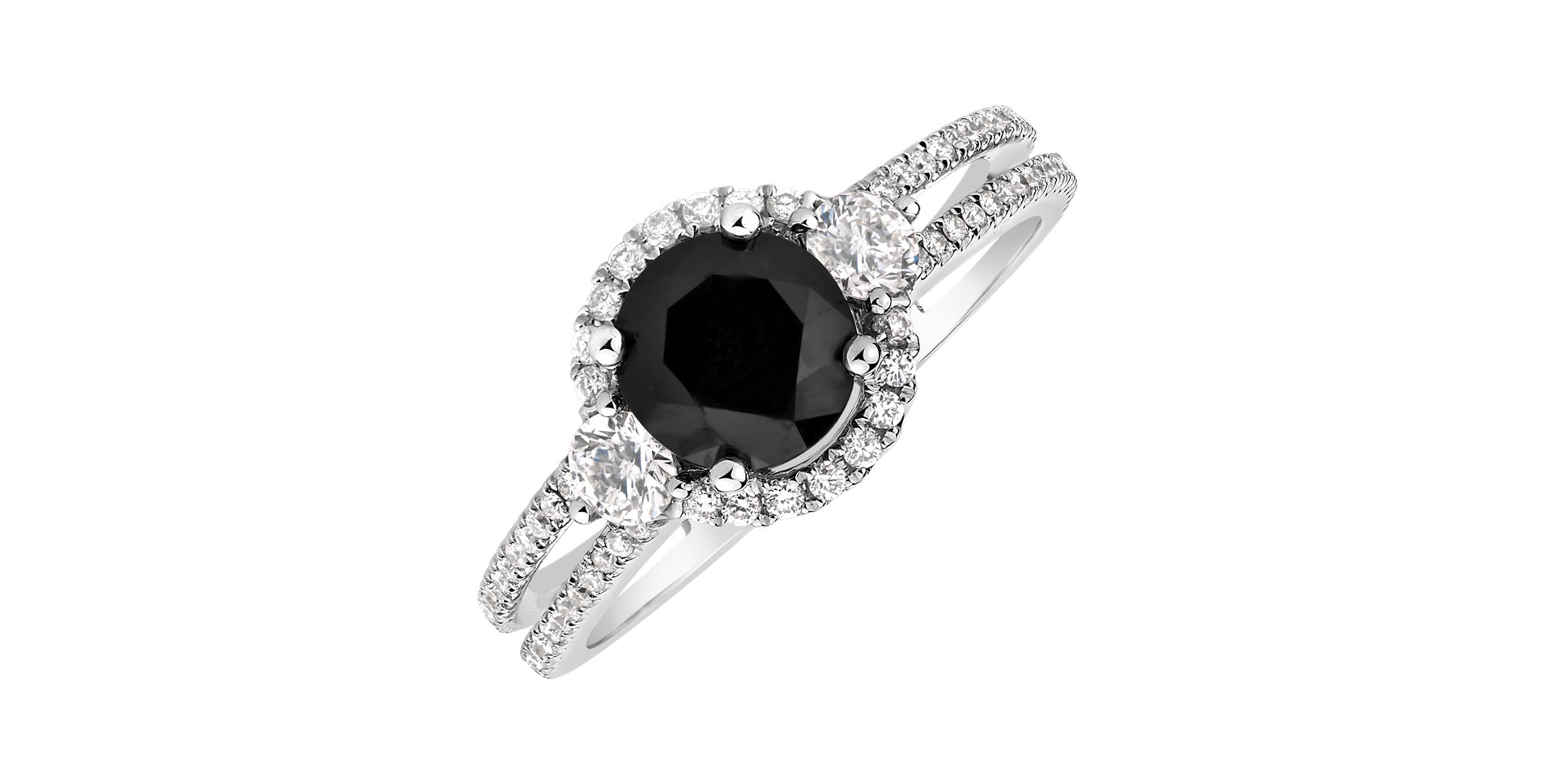 Ring with black and white diamonds Anandra