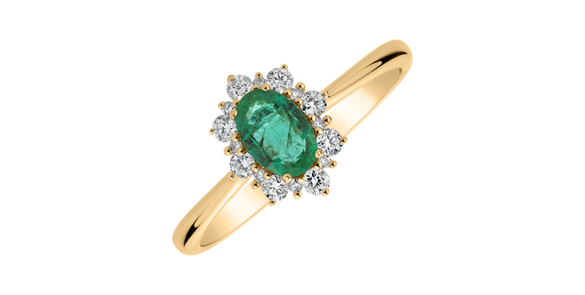 Diamond ring with Emerald Princess