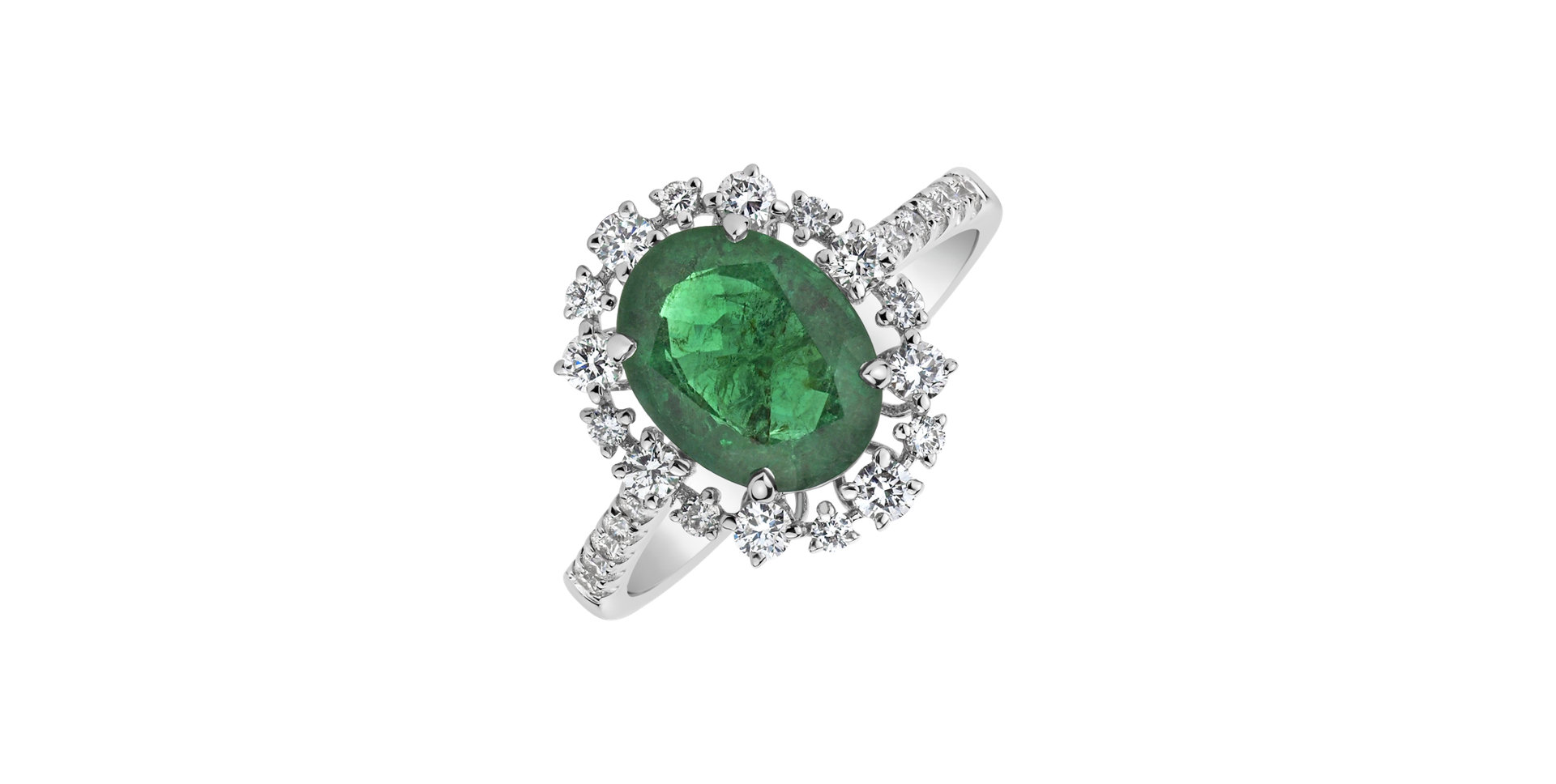 Diamond ring with Emerald Forest Princess