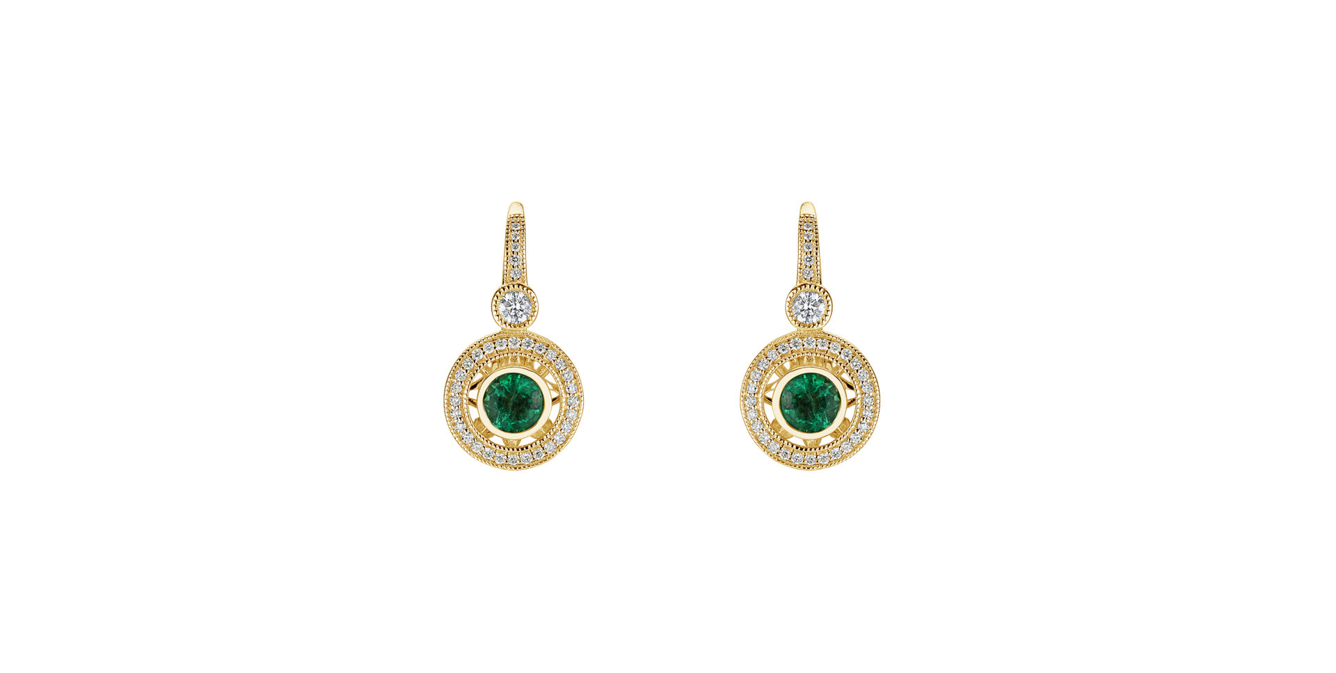 Diamond earrings with Emerald Monarch Love