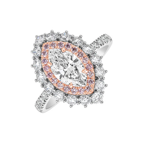 Ring with white and pink diamonds Princess