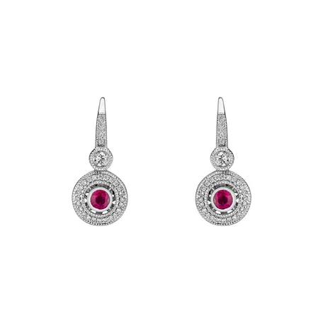 Diamond earrings with Ruby Monarch Love