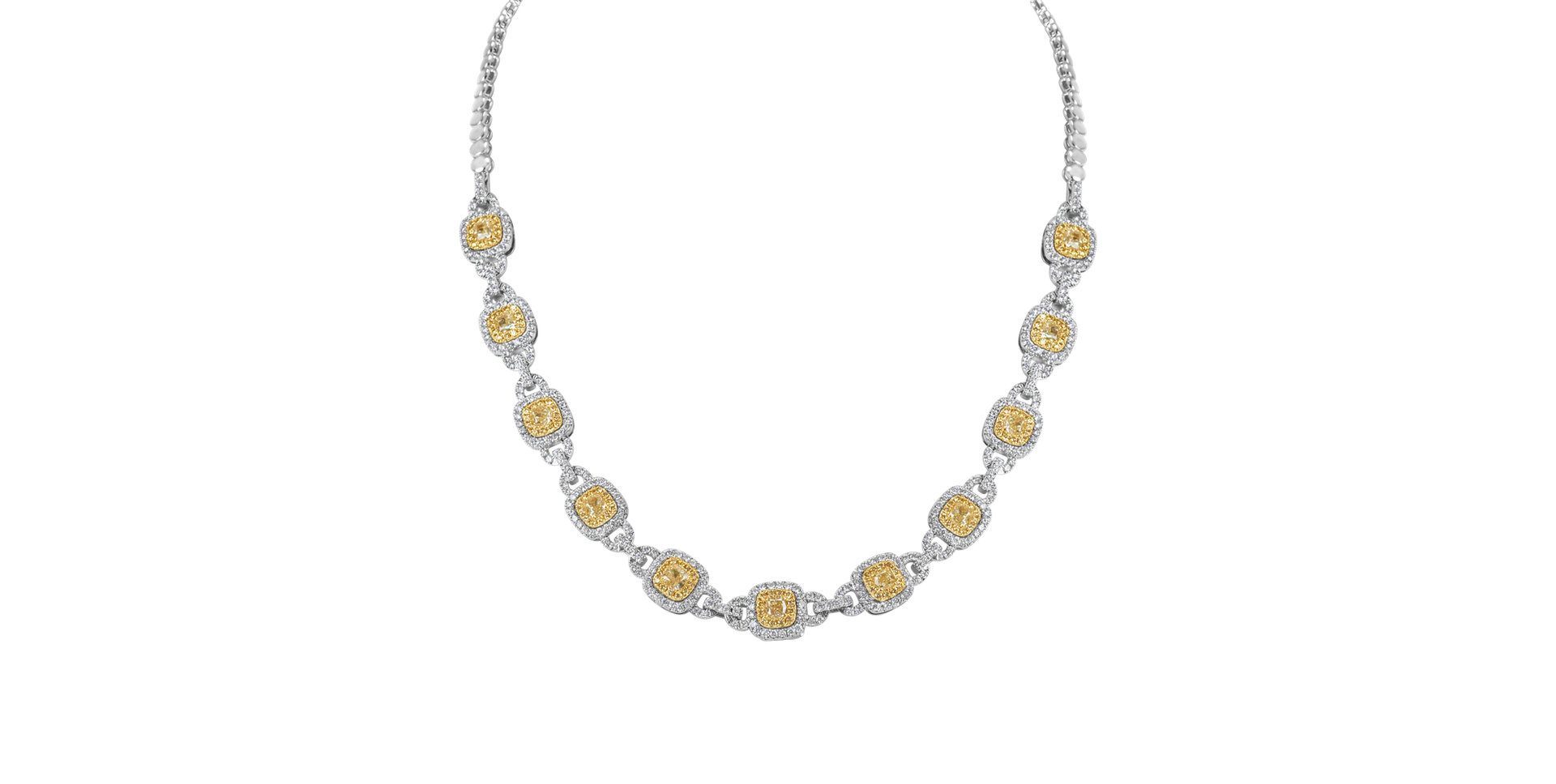 Necklace with yellow and white diamonds Frozen Sun