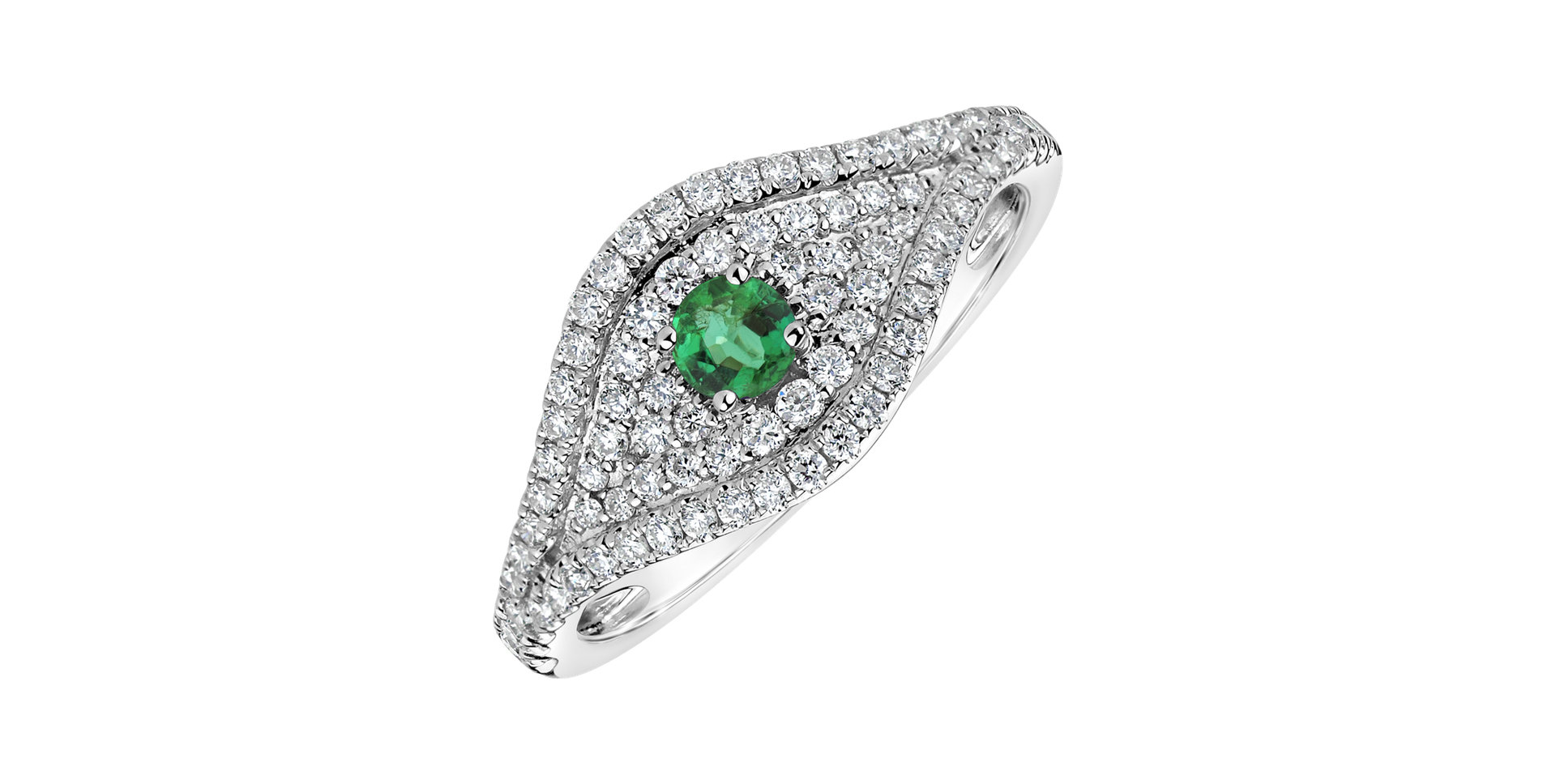 Diamond ring with Emerald Bright Vision