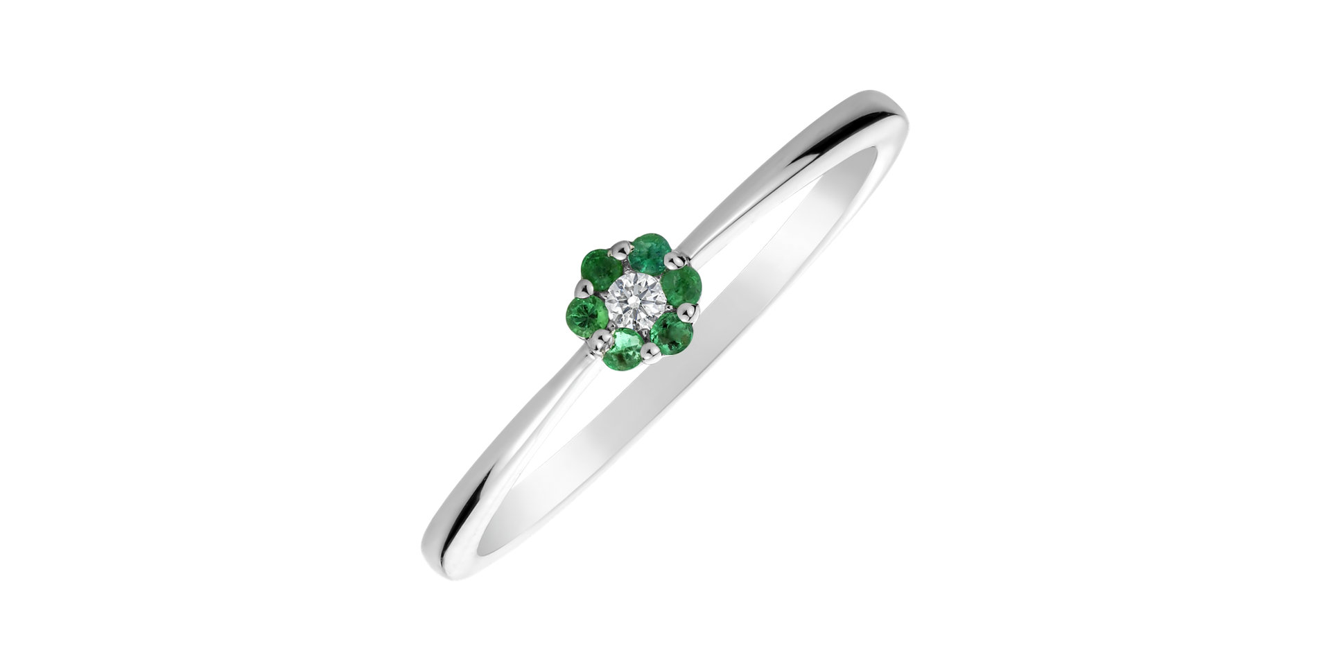 Diamond ring with Emerald Shiny Constellation