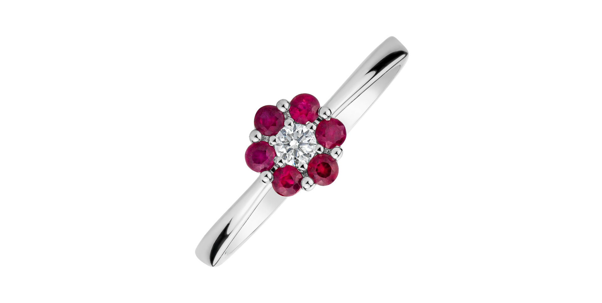 Diamond ring with Ruby Shiny Constellation