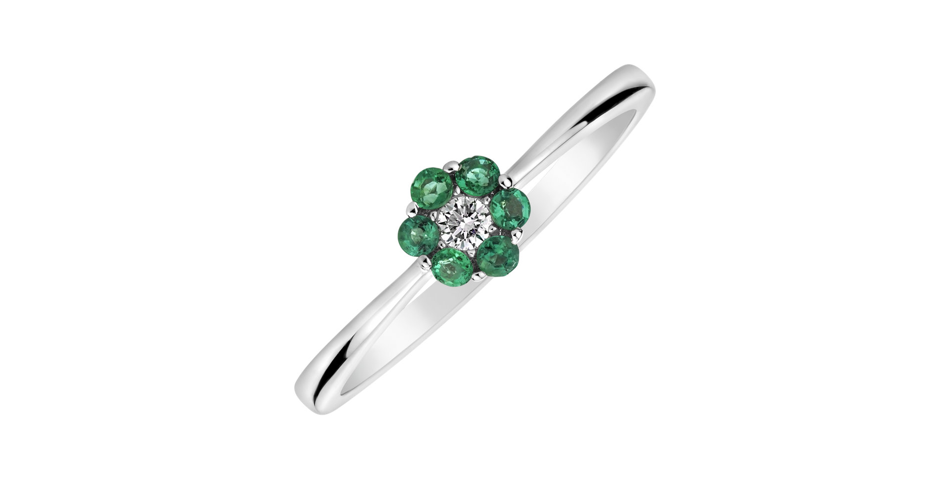 Diamond ring with Emerald Shiny Constellation