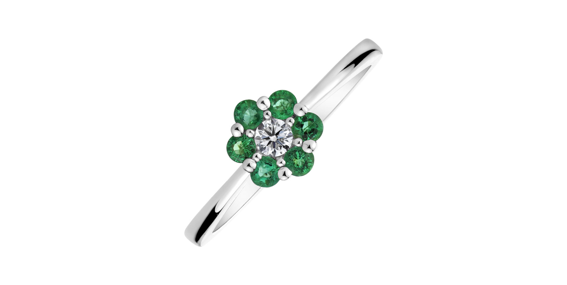 Diamond ring with Emerald Shiny Constellation