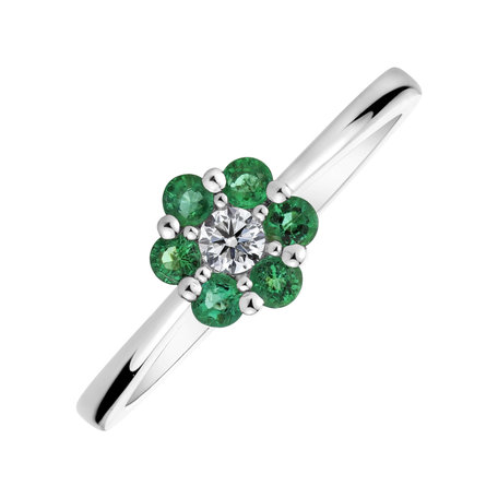 Diamond ring with Emerald Shiny Constellation