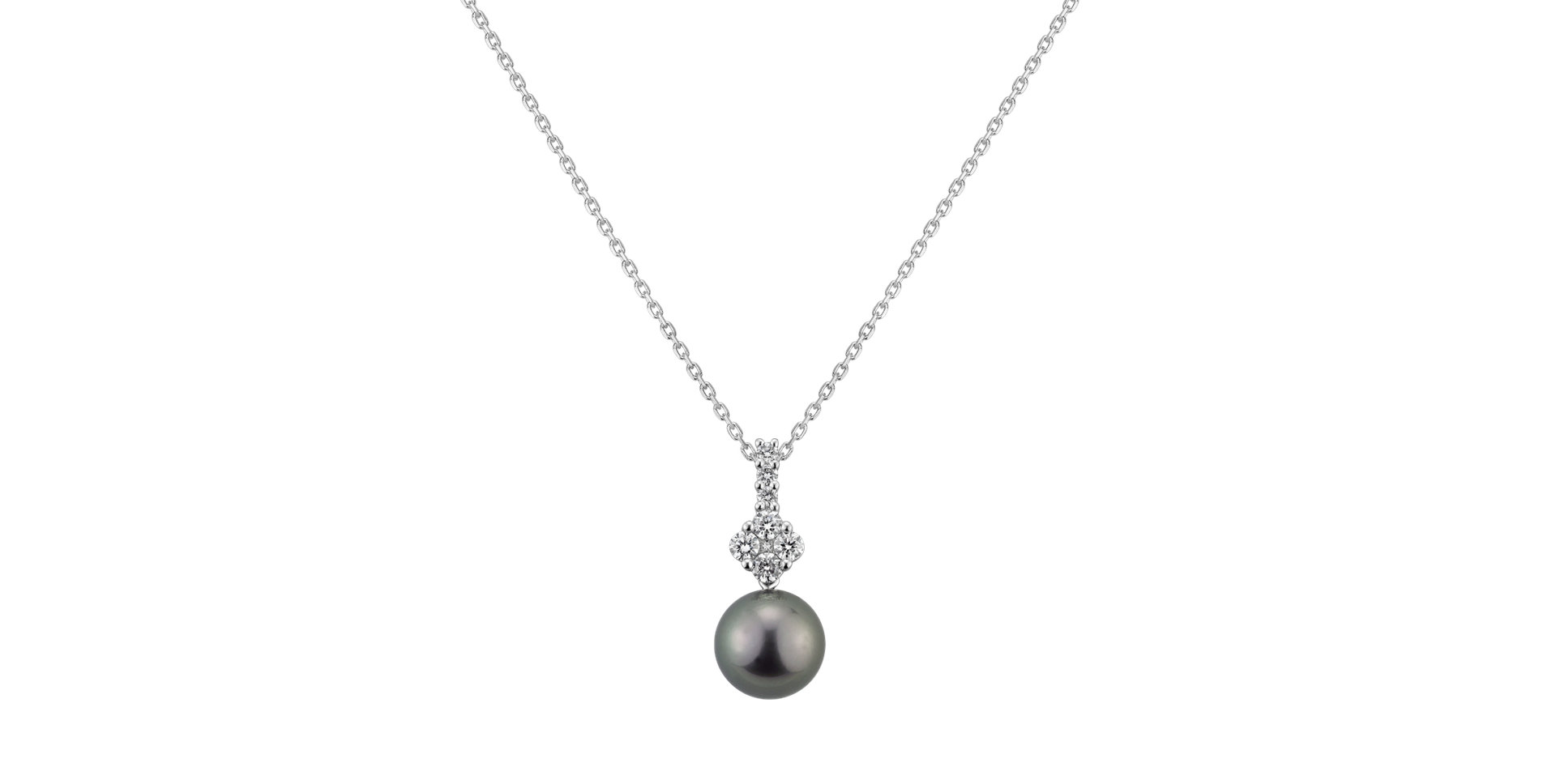 Diamond pendant with Pearl Darkest Night