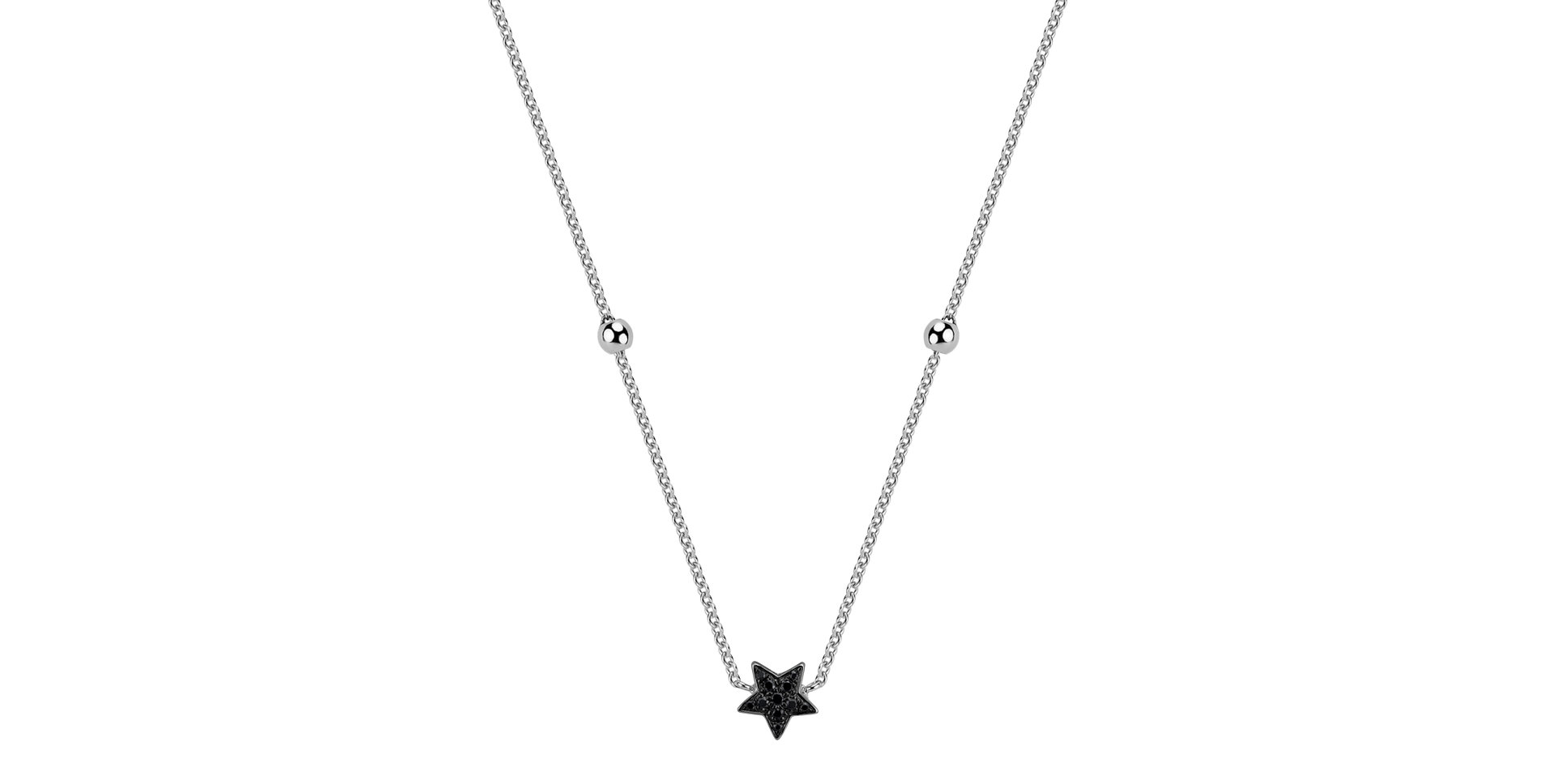Necklace with black and white diamonds Star Waterfall