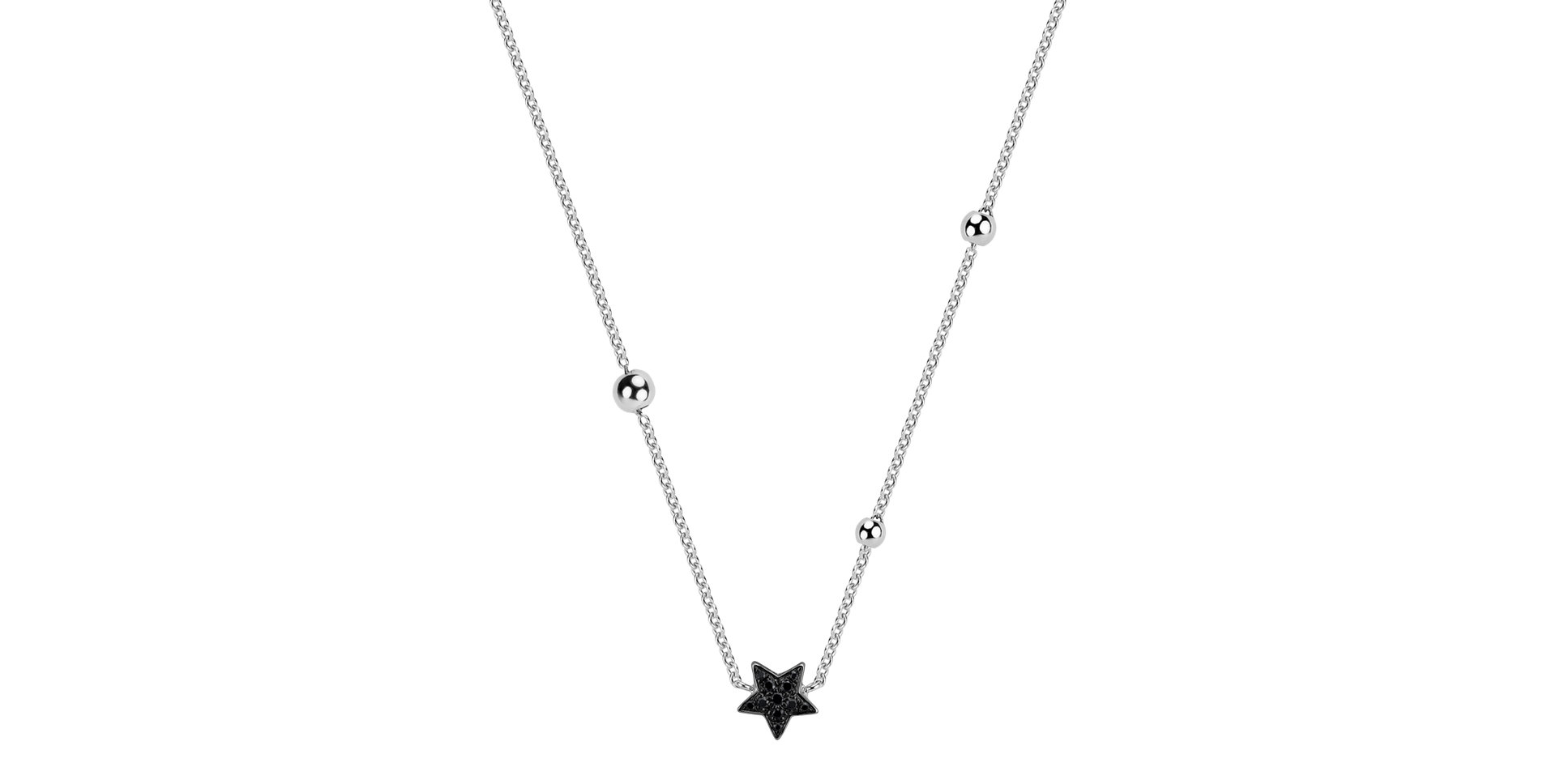 Necklace with black and white diamonds Star Waterfall