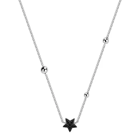 Necklace with black and white diamonds Star Waterfall