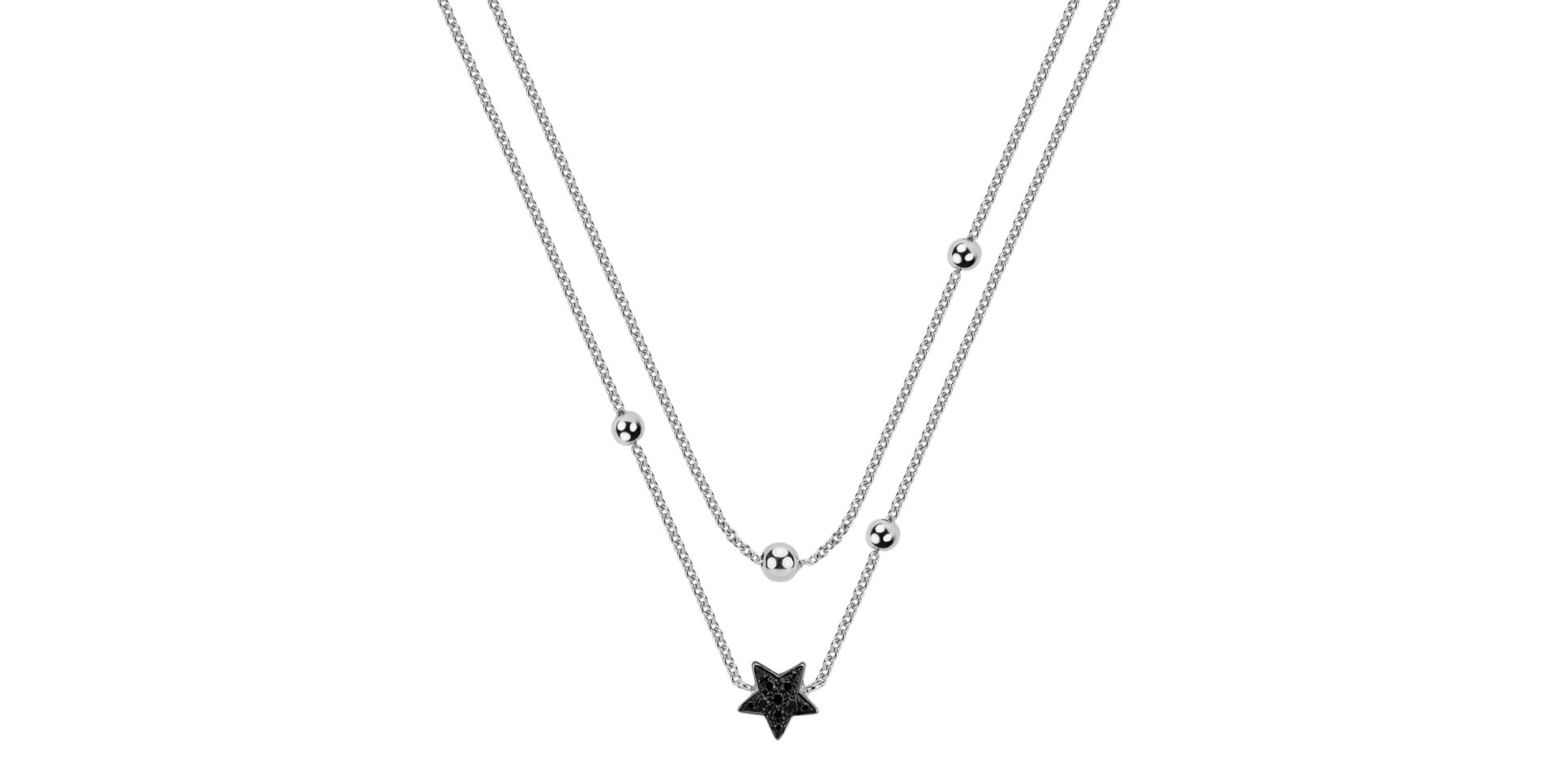 Necklace with black and white diamonds Star Waterfall