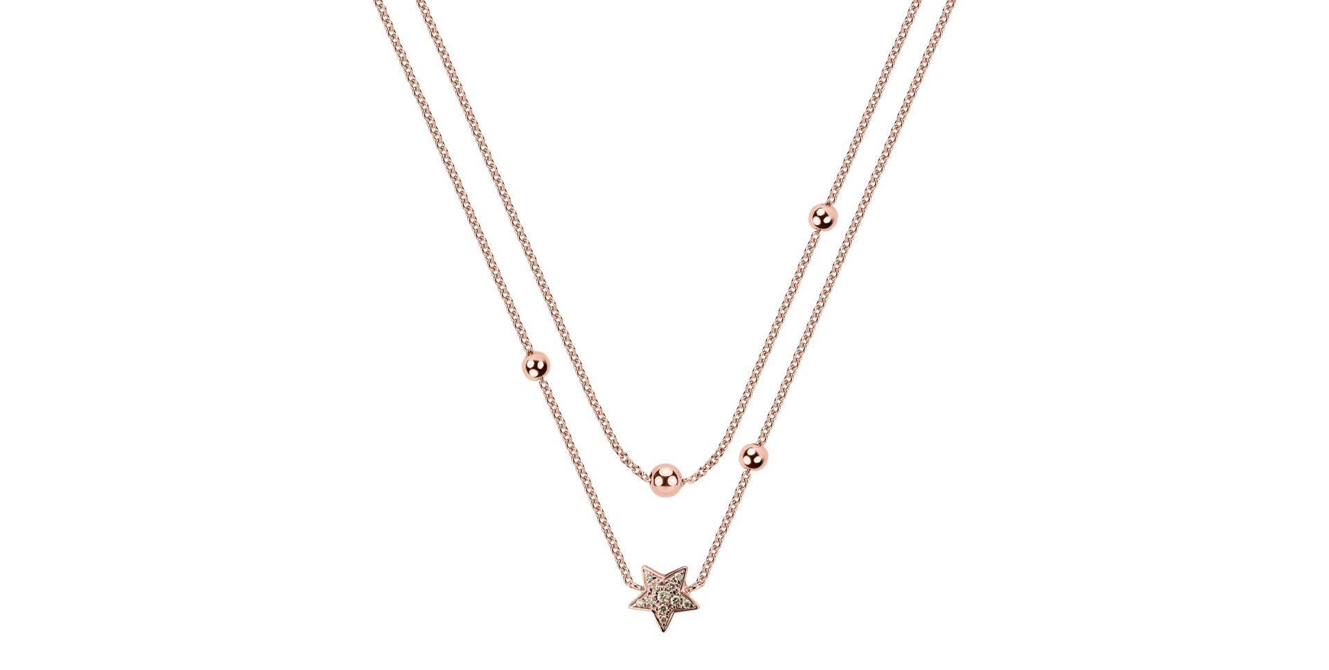 Necklace with brown and white diamonds Star Waterfall