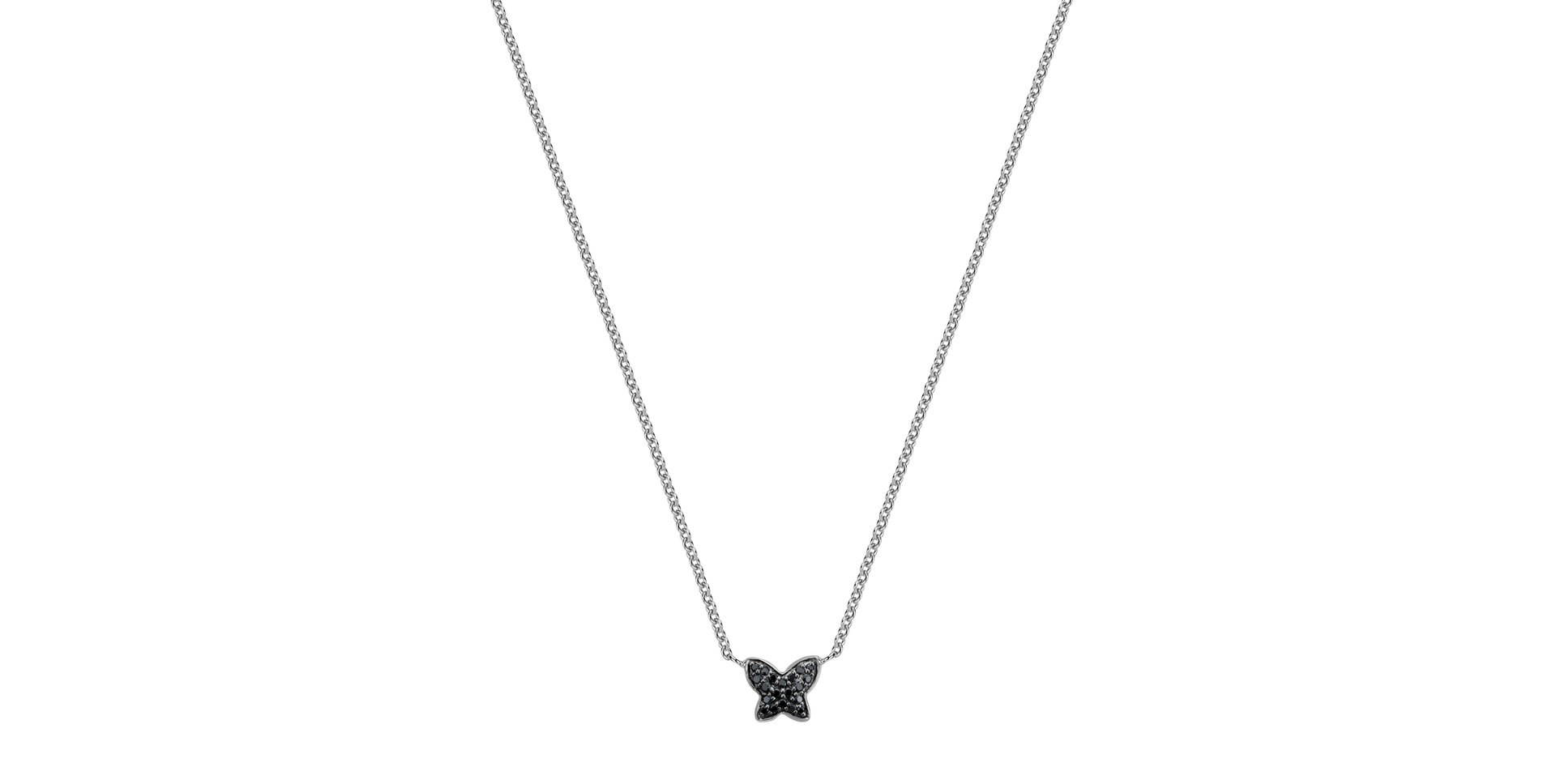Necklace with black and white diamonds Magic Butterfly