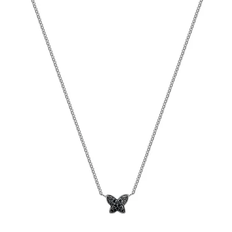Necklace with black and white diamonds Magic Butterfly
