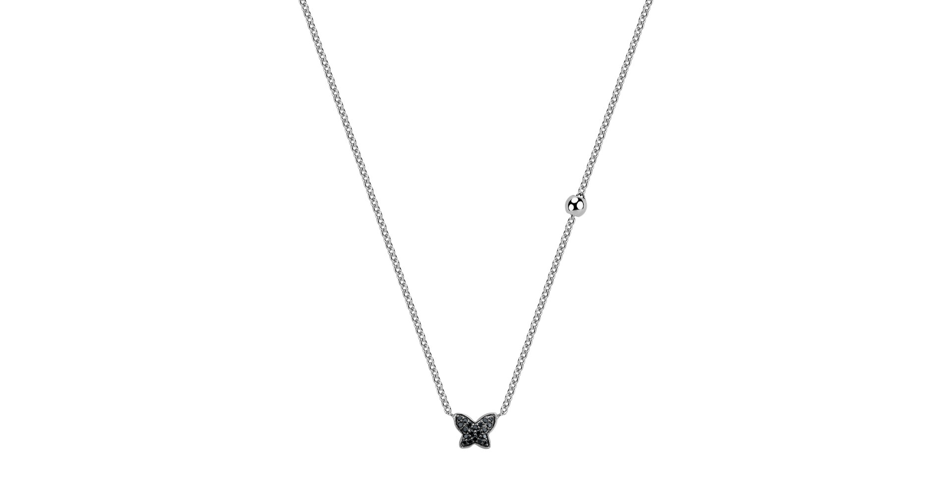 Necklace with black and white diamonds Magic Butterfly