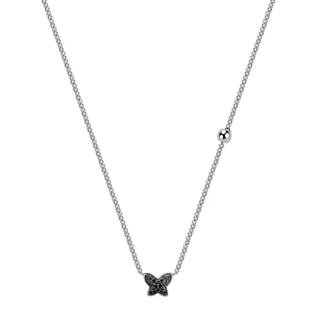 Necklace with black and white diamonds Magic Butterfly