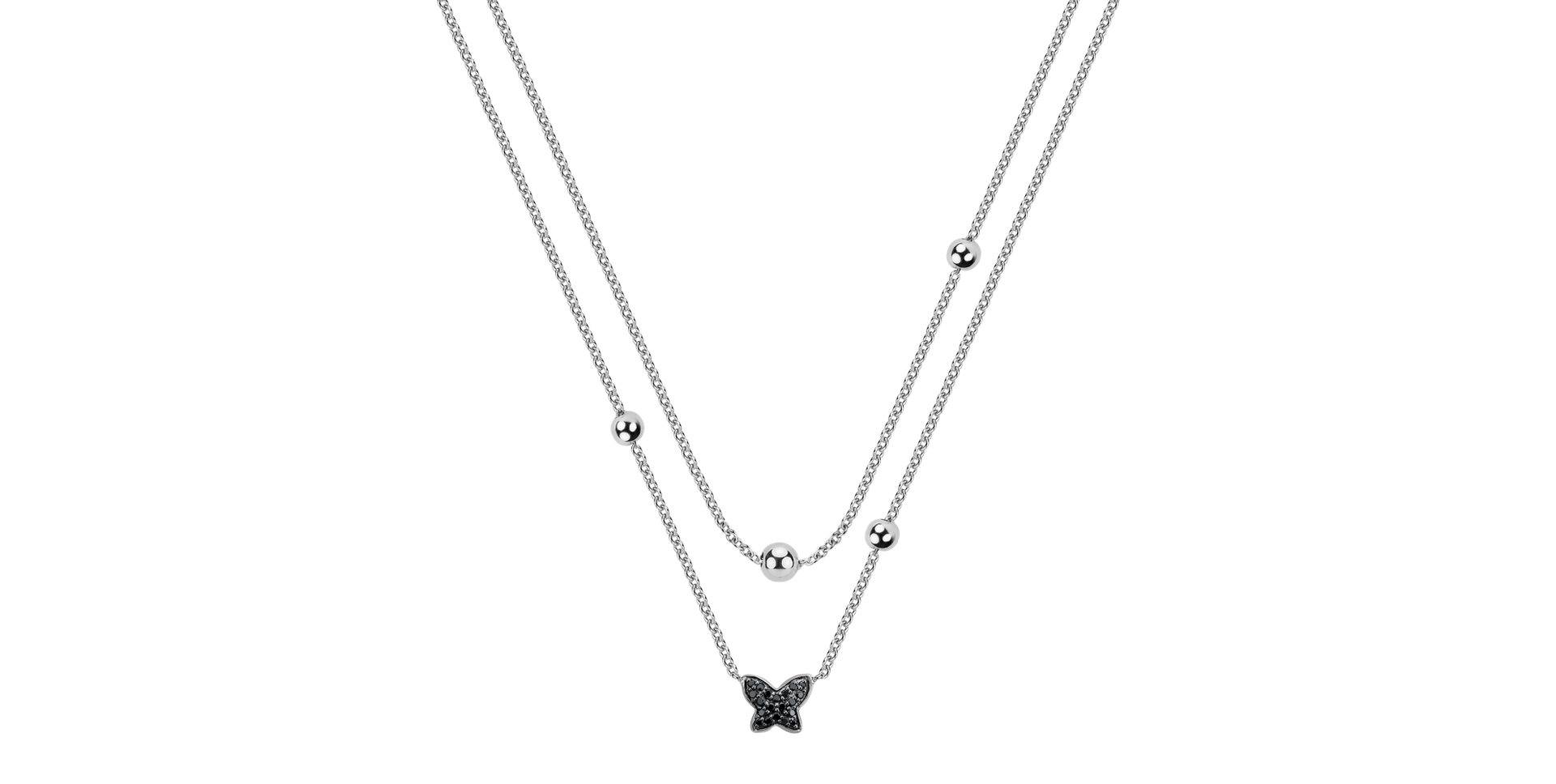 Necklace with black and white diamonds Magic Butterfly