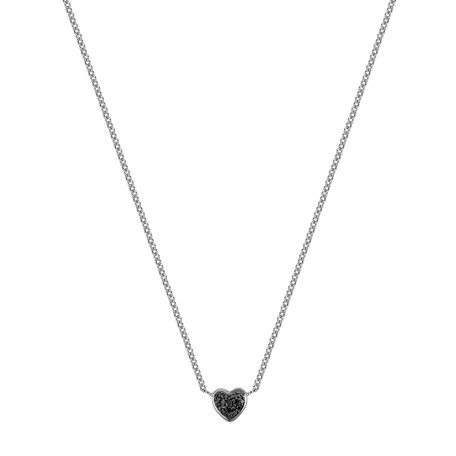 Necklace with black and white diamonds Tender Heart