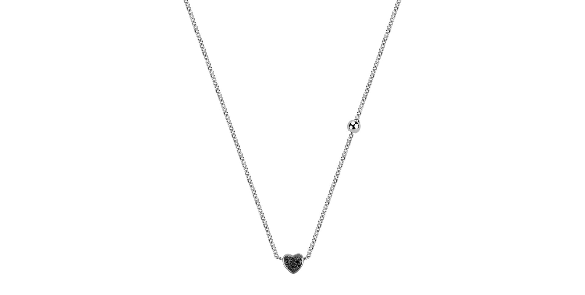 Necklace with black and white diamonds Tender Heart