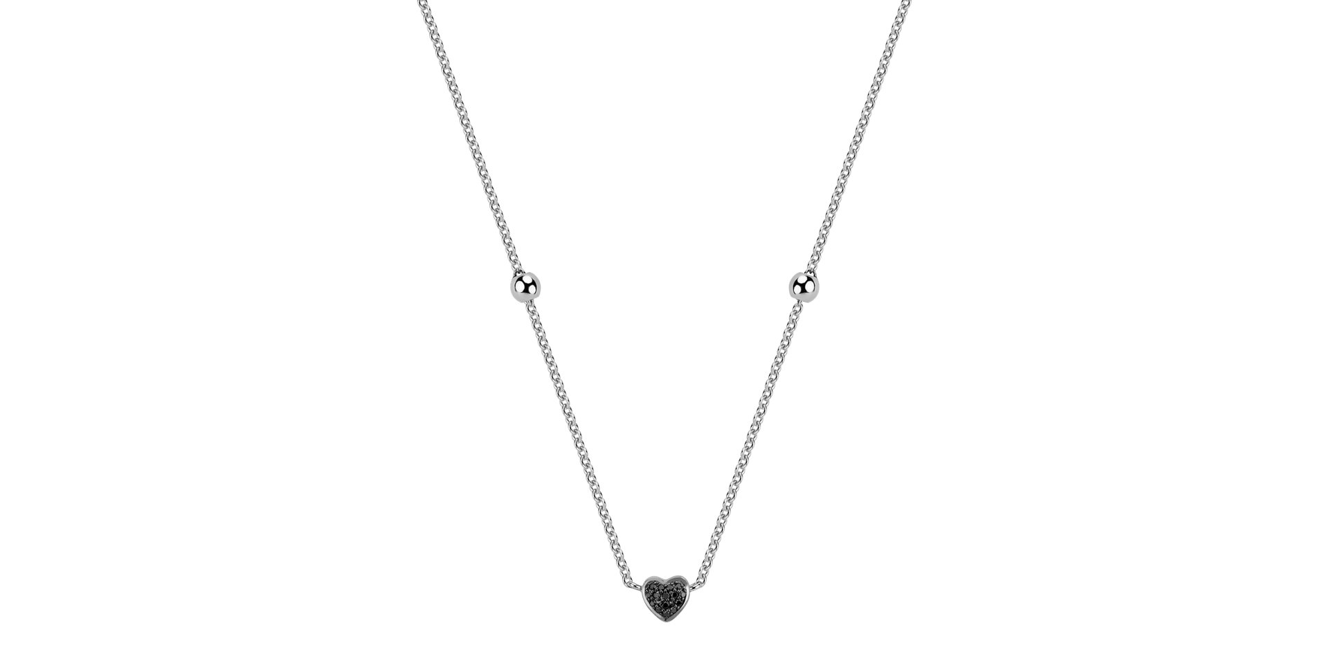 Necklace with black and white diamonds Tender Heart