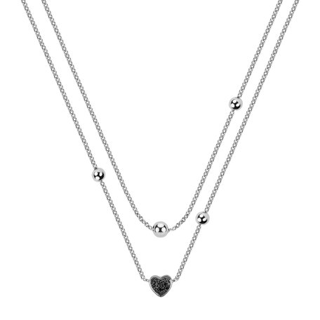 Necklace with black and white diamonds Tender Heart