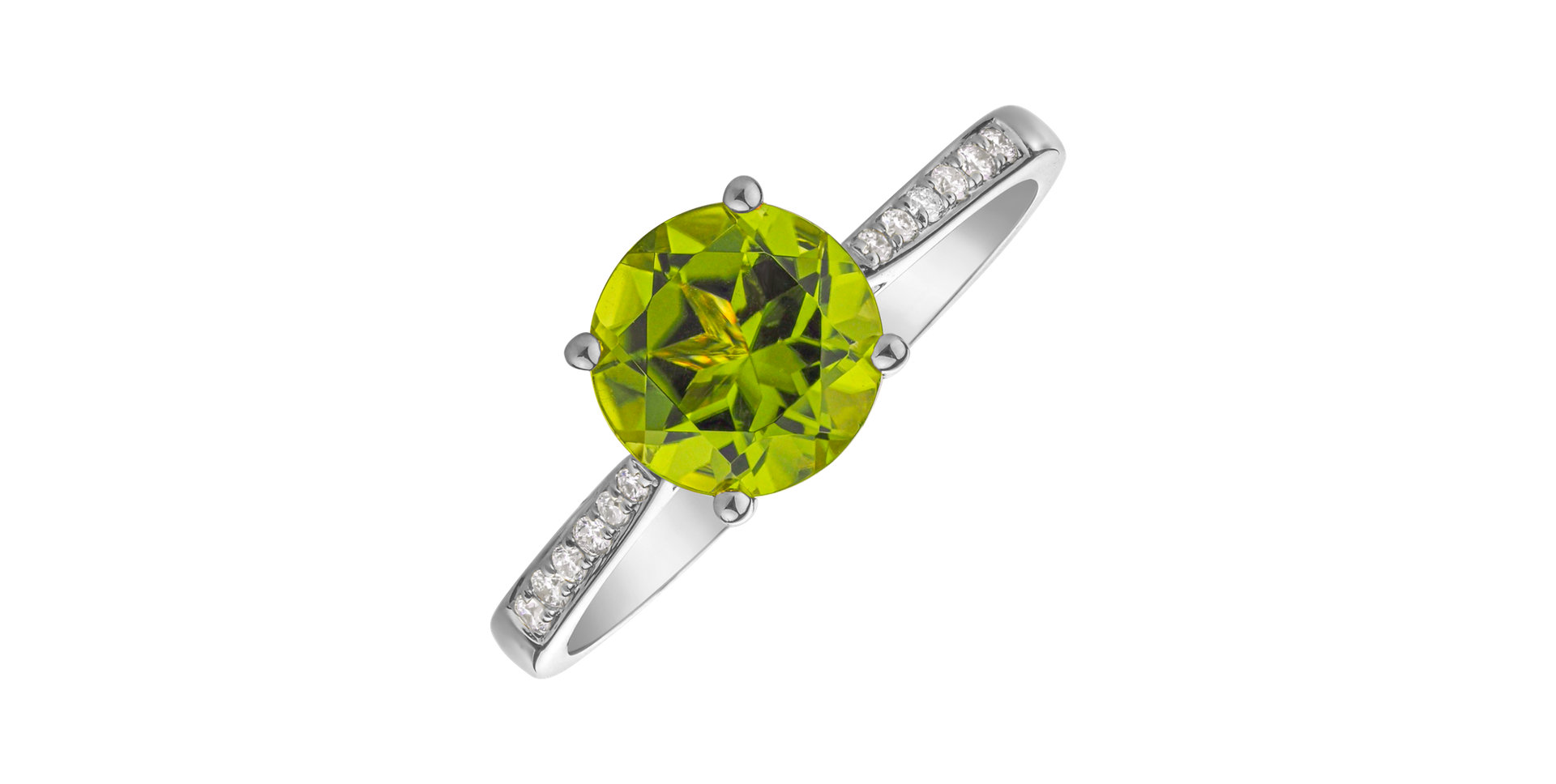 Diamond ring with Peridot Bonbon