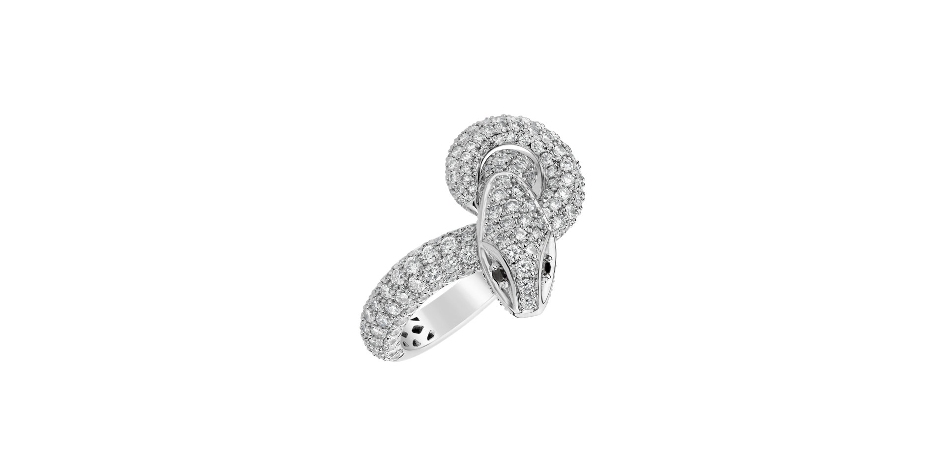 Ring with black and white diamonds Magical Snake
