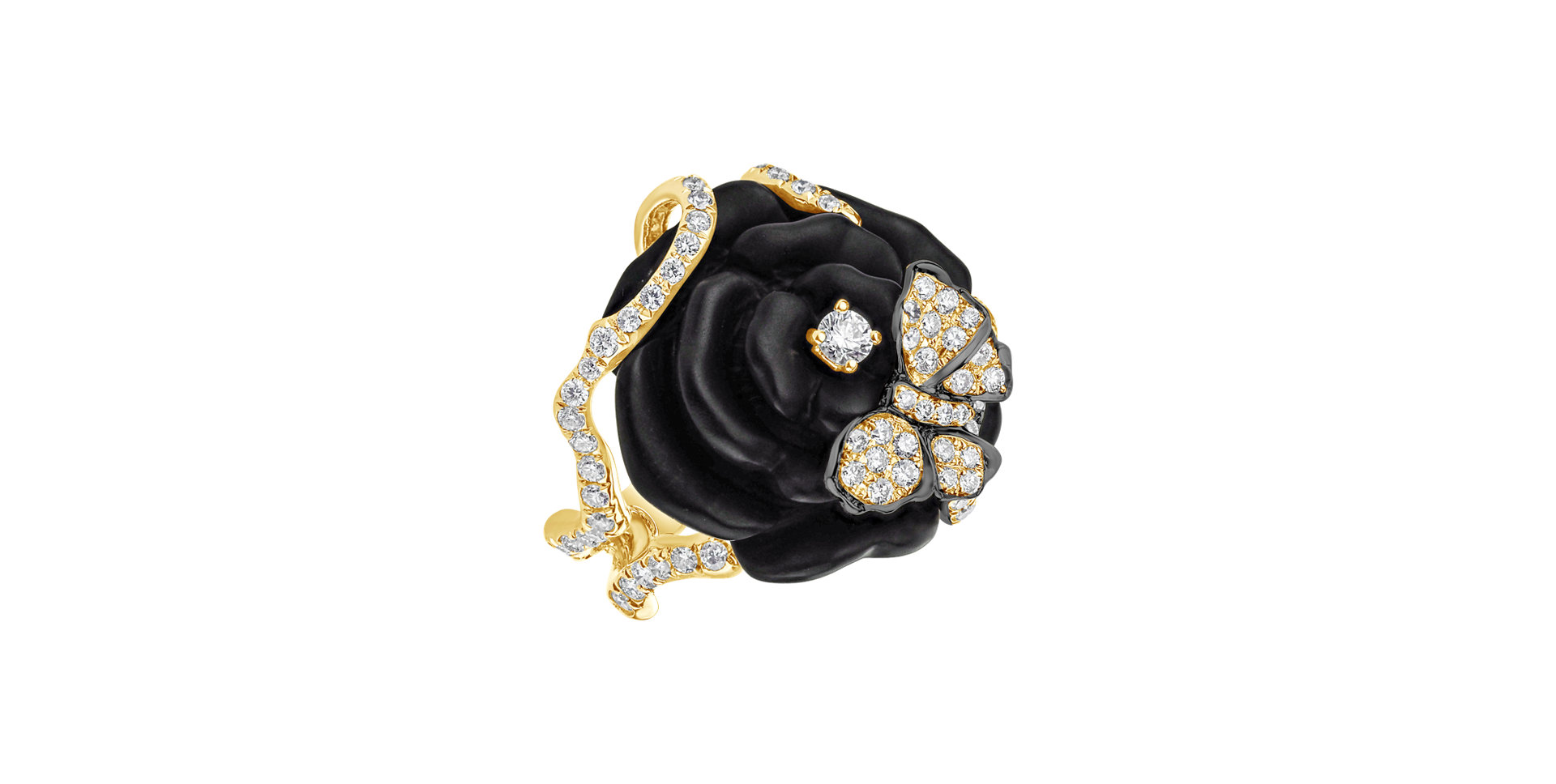 Diamond ring with Onyx Glamour Garden