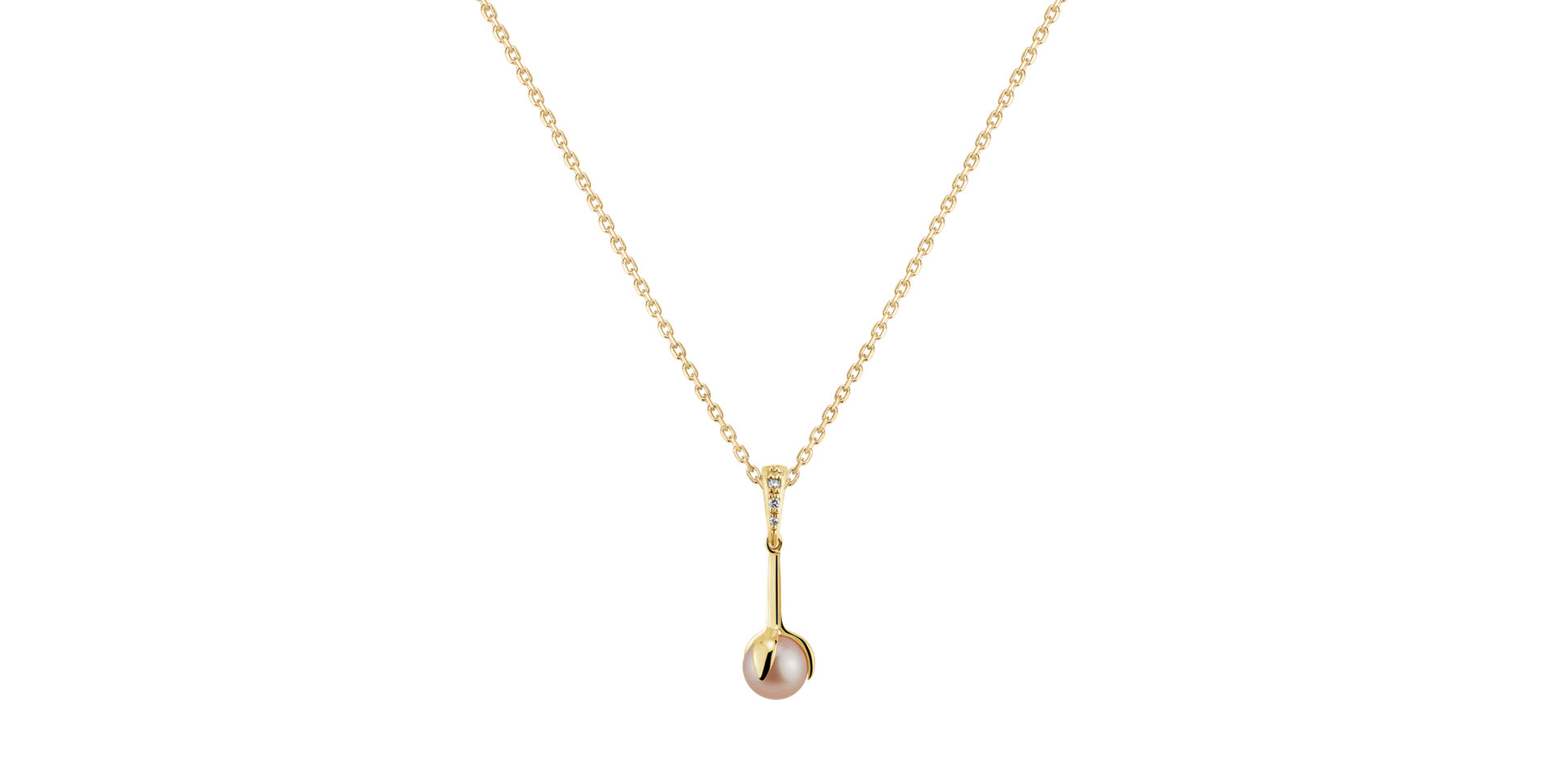 Diamond pendant with Pearl The Struck of Ocean Love