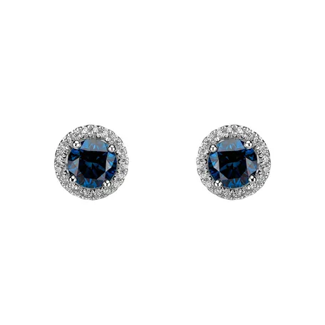 Earrings with blue diamonds and white diamonds Blue Lagoon