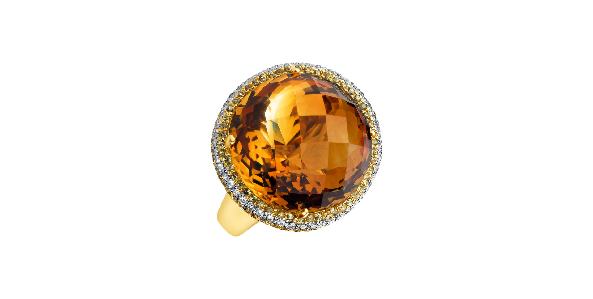 Diamond ring with Citrine and Sapphire Sunny Soul