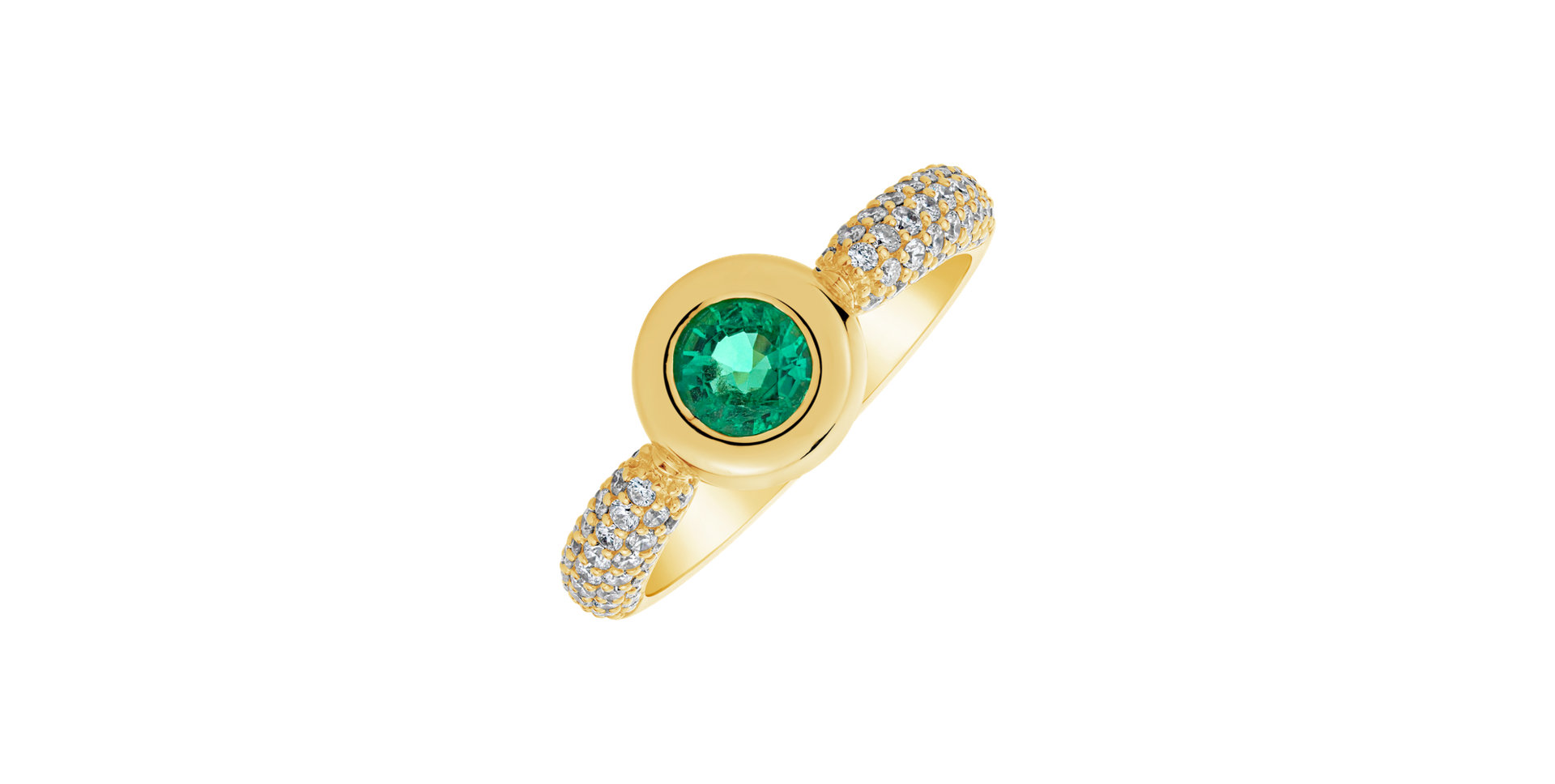 Diamond ring with Emerald Miracle Ray