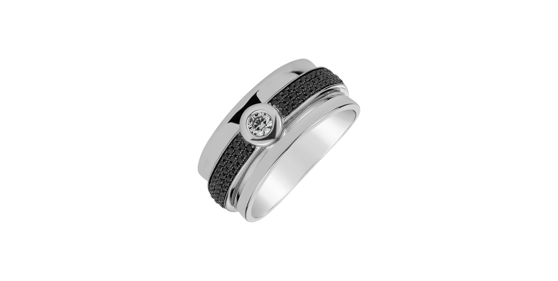 Ring with black and white diamonds Mélanie